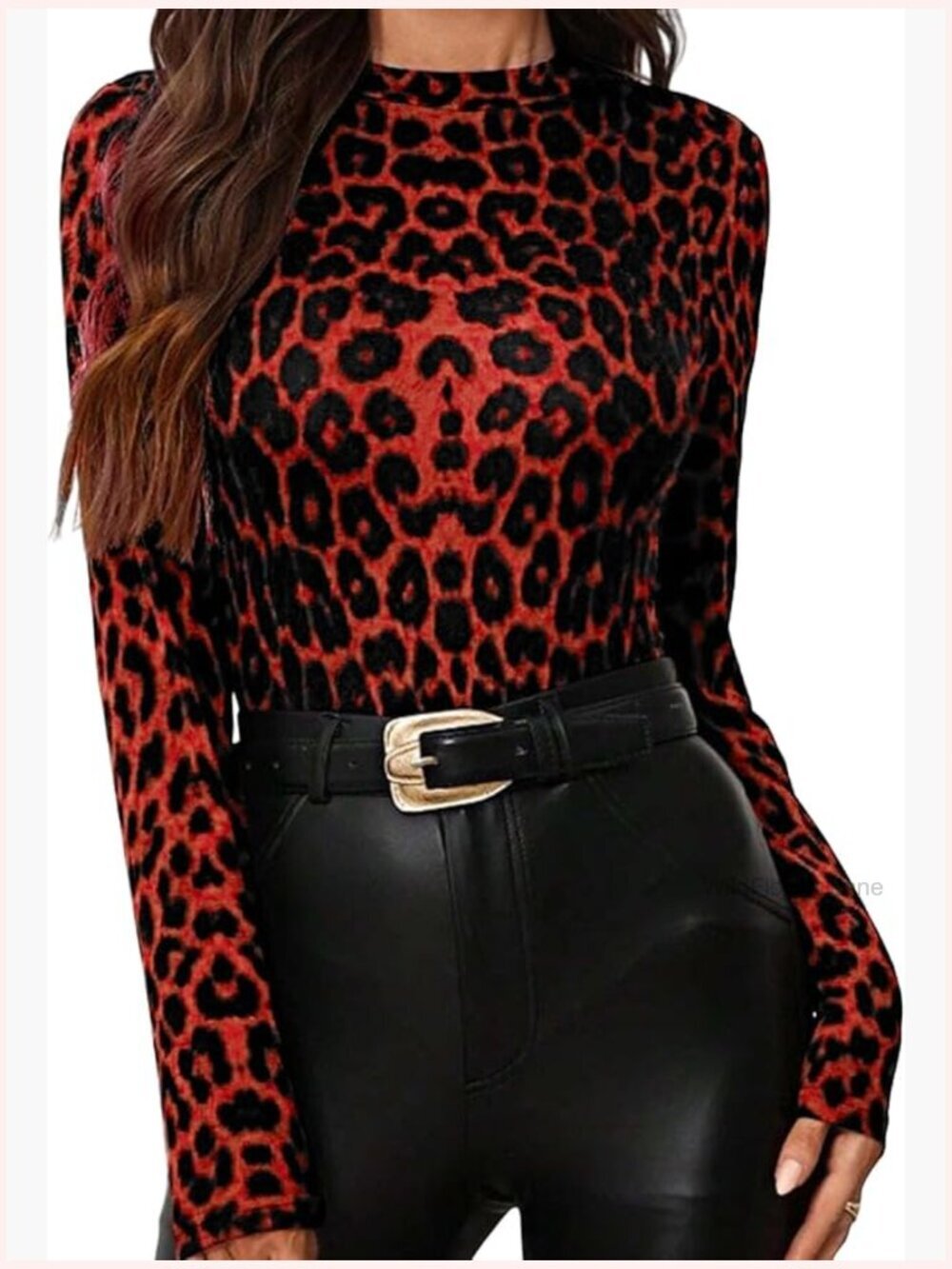Mock Neck Long Sleeve Blouse Top Slim Fit Partywear